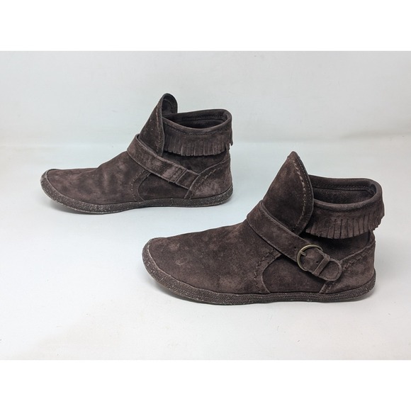 UGG Australia Women's Amely Suede Ankle Boots size 9 Fringe Trim Chocolate Brown - Picture 4 of 9